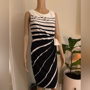 Chic One Shoulder Black and White Striped Dress
